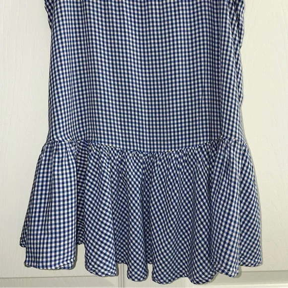 Old Navy Blue Gingham Peplum Tank Size Small - Picture 3 of 6